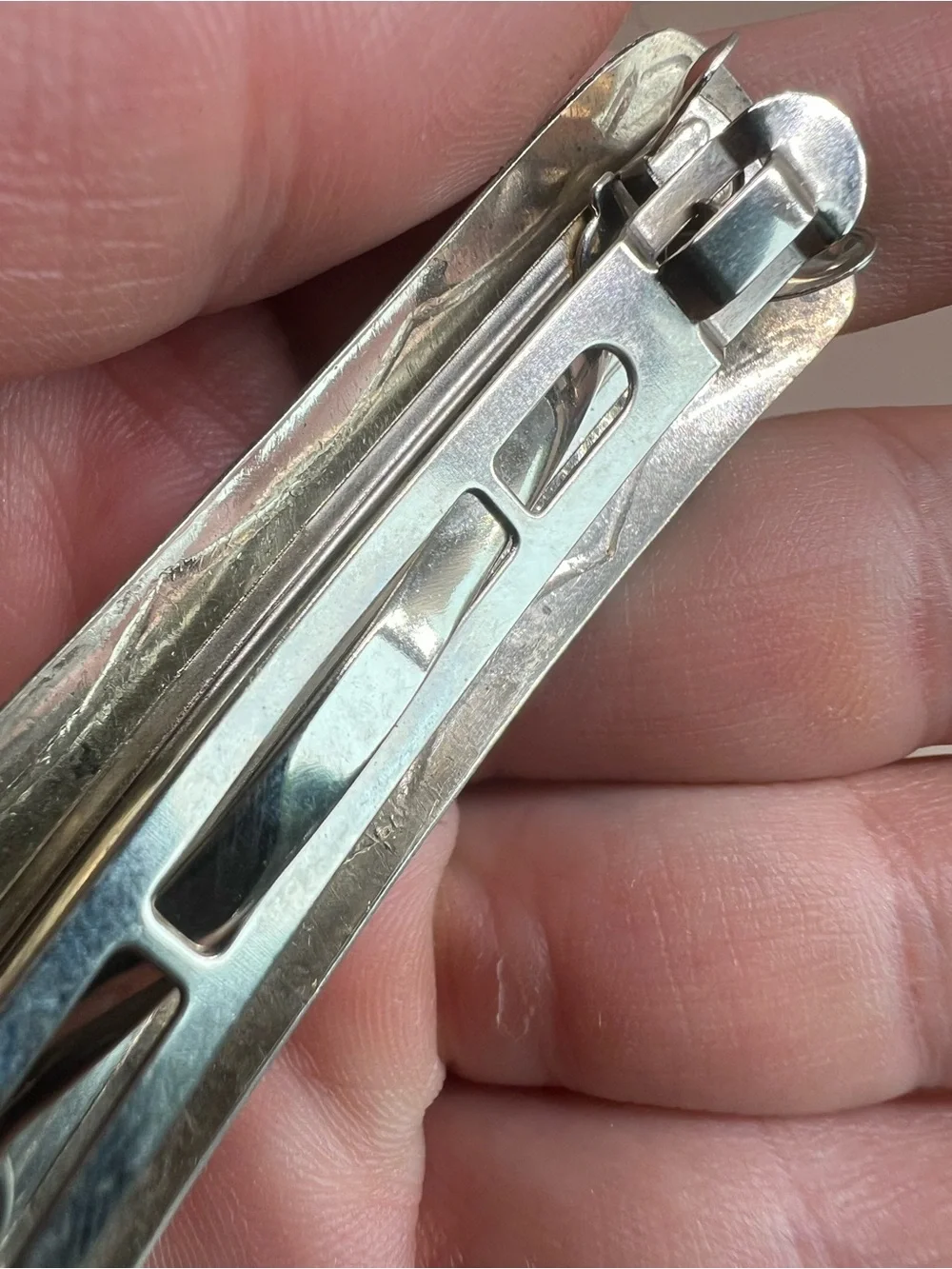 Sterling Silver Tone Etched Hair Clip